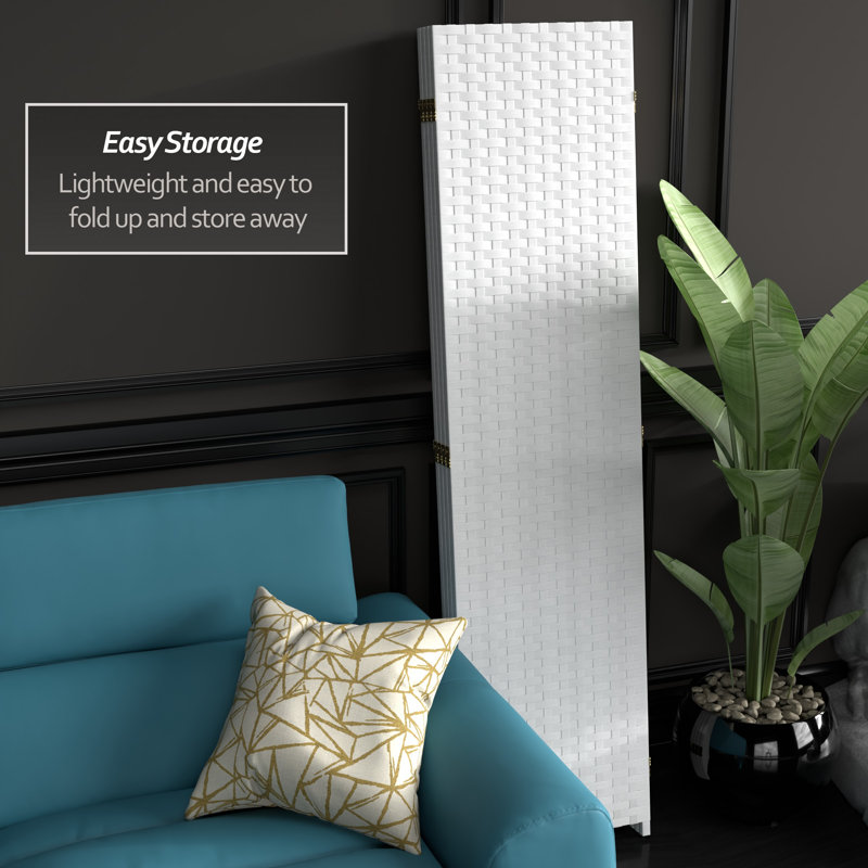 70.75" x 140" 8 Panel Room Divider, 4, 70.75" H x 70" W x 0.75" D, White