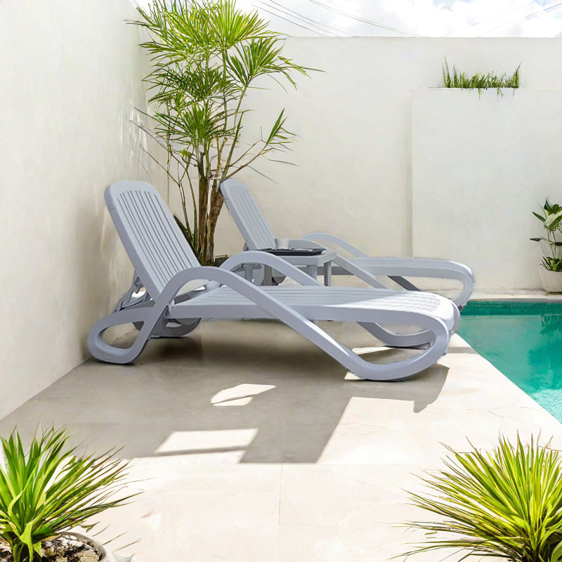 Rakha Outdoor Chaise Lounge Set with Table