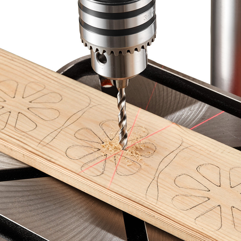 Perceuse d'établi 12 pouces, 6,2 ampères, perceuse d'établi 1 HP, vitesse variable de 530 à 3 140 tr / min, table de travail inclinable de 0 à 45 °, avec laser et lumière DEL, perceuse de table pour bois métal