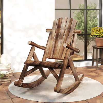 Outdoor Rocking Solid Wood Chair by Loon Peak