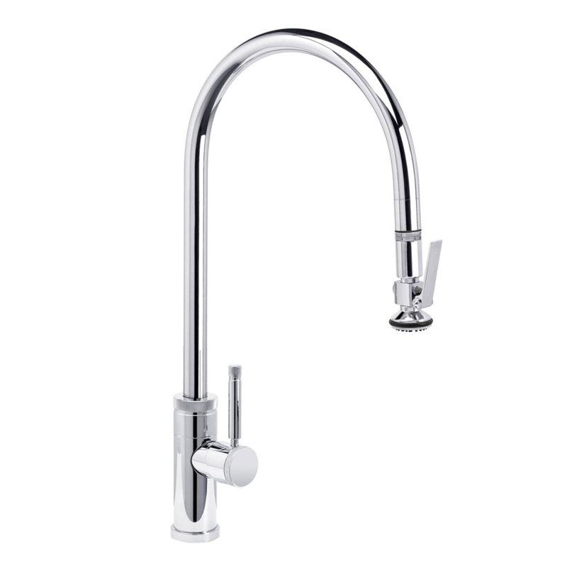 Industrial Extended Reach Plp Pulldown Faucet - Lever Sprayer, Chrome