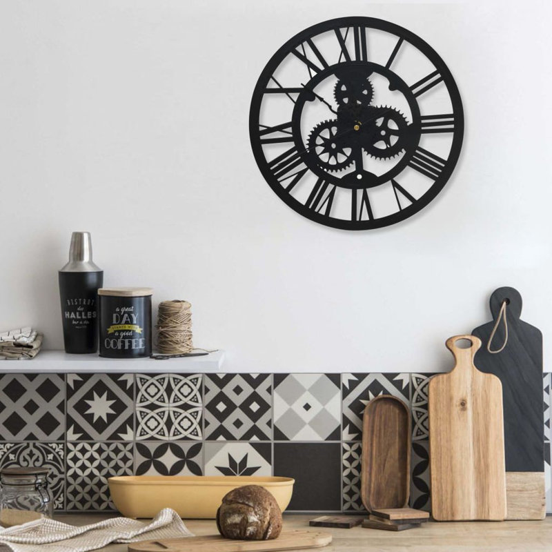Kinslow Metal Wall Clock, Black
