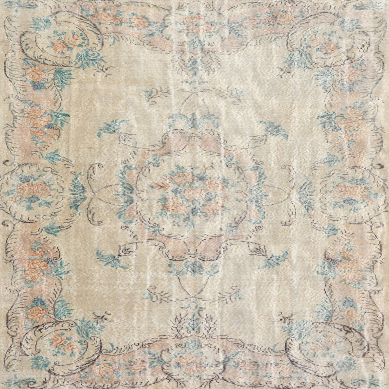 Tapis beige/gris traditionnel Packard, Carré 5 pi