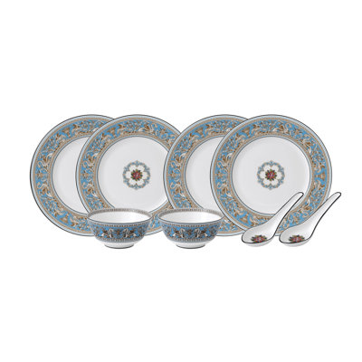 Florentine Turquoise Porcelain Dinnerware Set - Service for 2