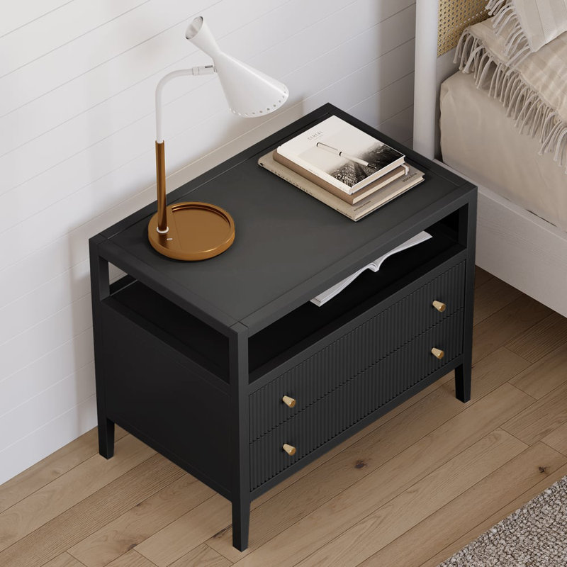 Stria 30" Fluted 2-Drawer Wide Smart Nightstand
