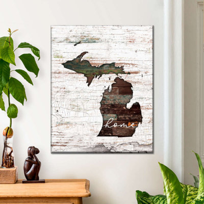 Michigan Home Map sur impression sur toile