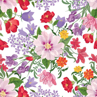 Quamba Floral Seamless Pattern Flower Background - Wrapped Canvas Print