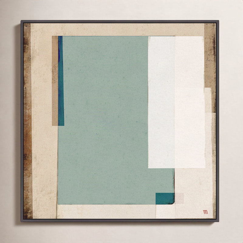 City Scape aqua 1 by Marco Marella for Studio M - Framed Wall Art, 16" H x 16" W, Framed Print Canvas without Mat, Black