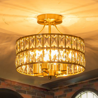 Plafonnier semi-encastré en cristal 4 lumières