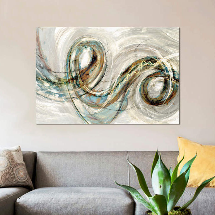 «Swirly Whirly II» par PI Studio - reproduction sur toile tendue sur châssis, H 40 po x l 60 po x P 1,5 po, Toile tendue