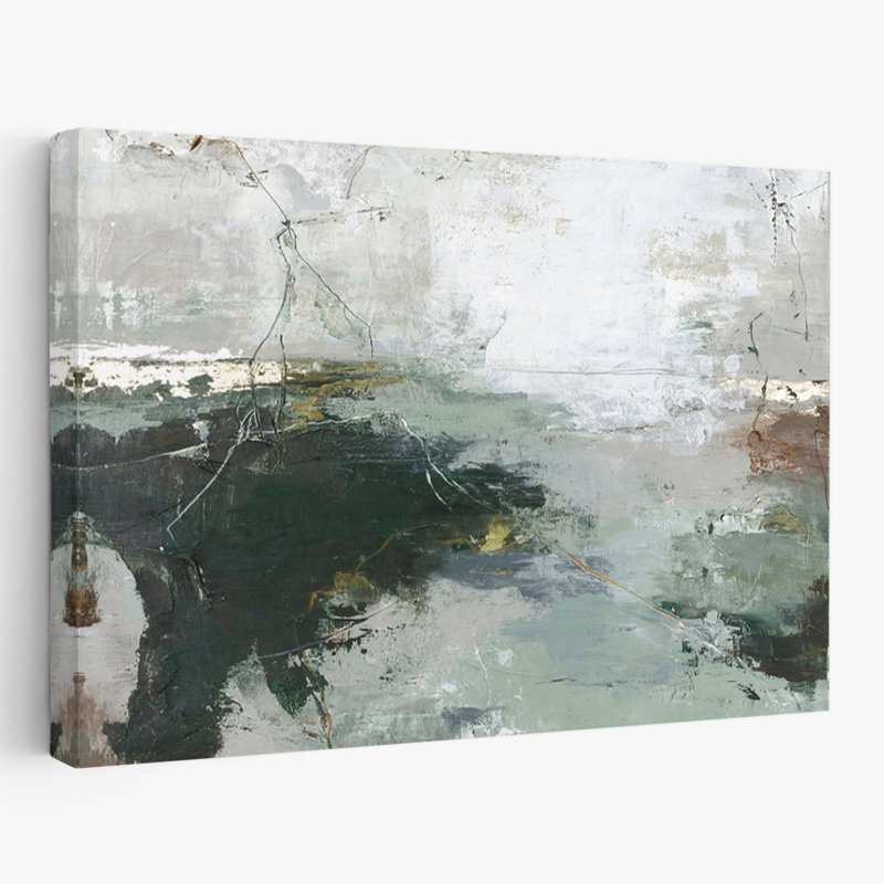 Porte verte - art abstrait noir et blanc gris, H 24 po x l 16 po