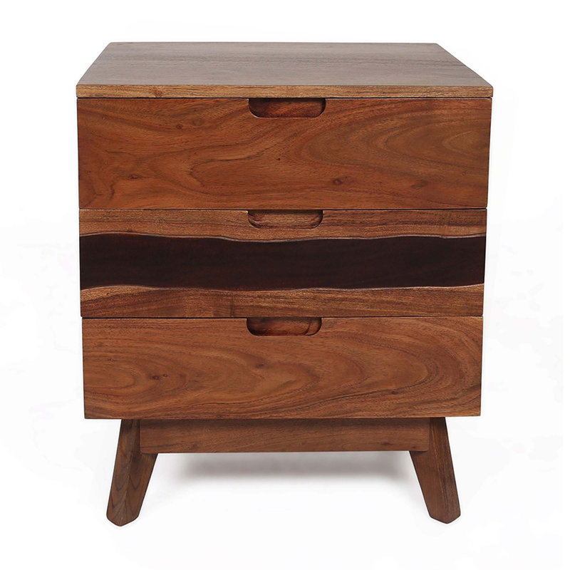 Table de chevet en bois avec trois tiroirs pour la chambre à coucher