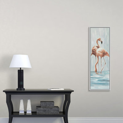 « flamant rose vii », peinture sur toile