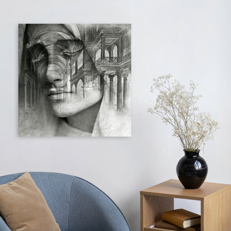 Reproduction d'art surréel d'architecture murale, 24" H x 24" W