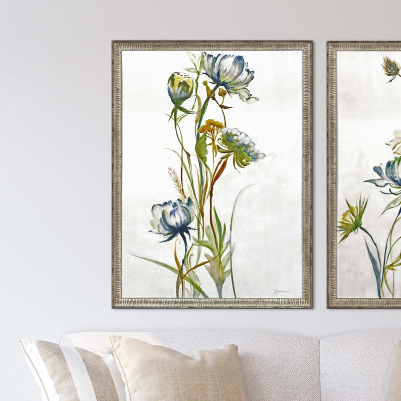 Late Summer Wildflower Print with Antique Silver Frame
