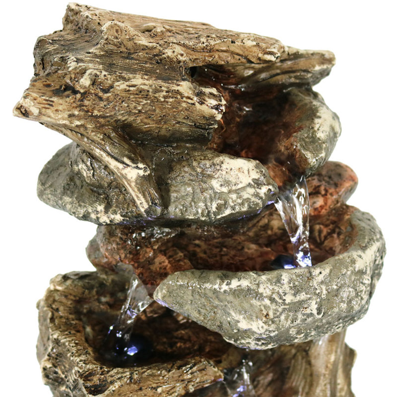  Rock and Log Tabletop Rustic Tabletop Fountain with LEDs