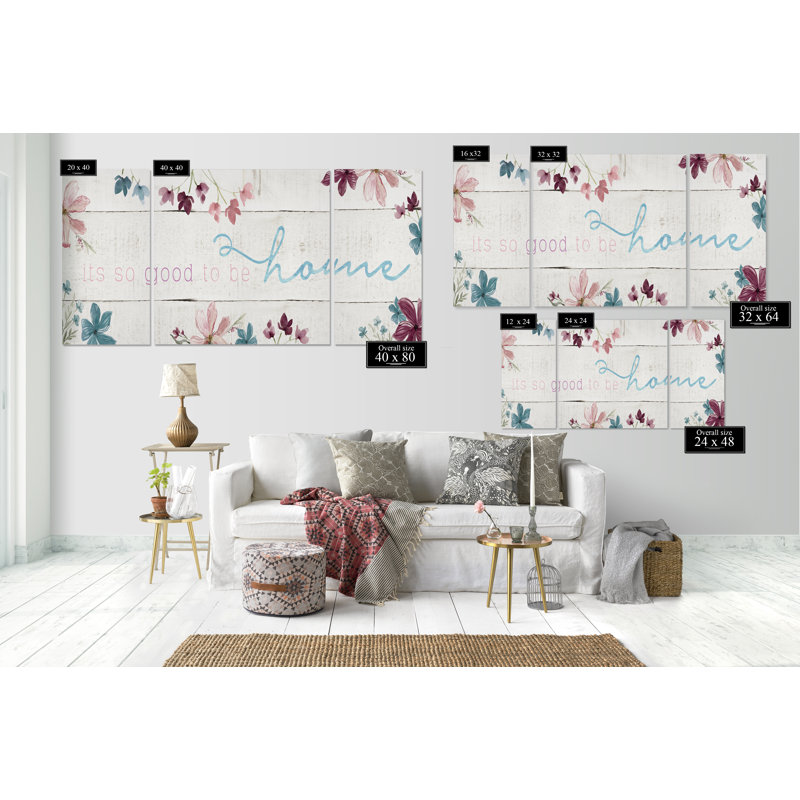 Good to be home - reproduction d'art textuel sur toile, H 24 po x l 48 po x P 1,5 po