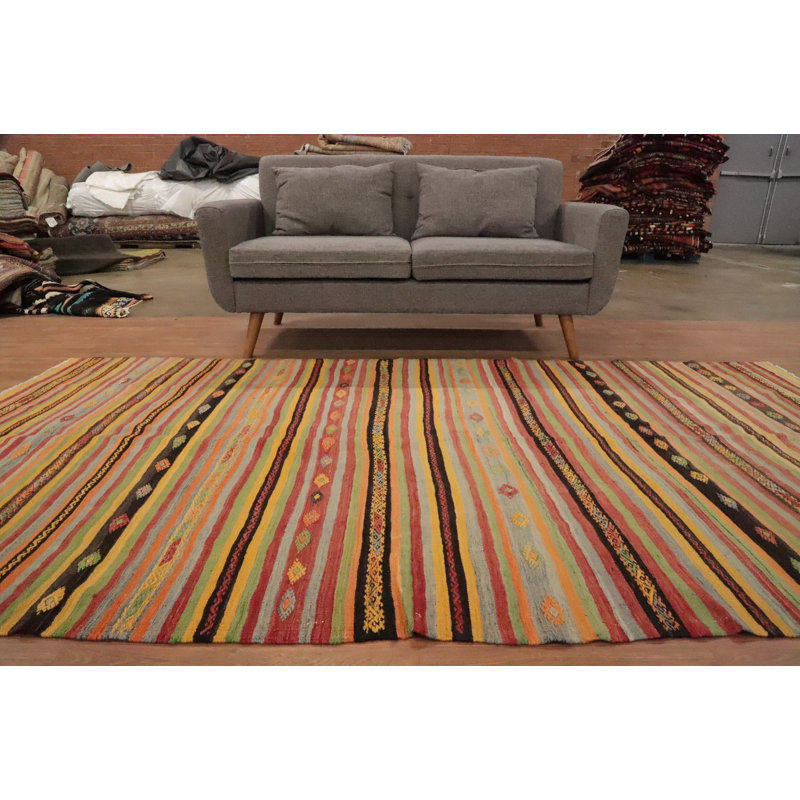 Tapis rayé en laine 5 x 5