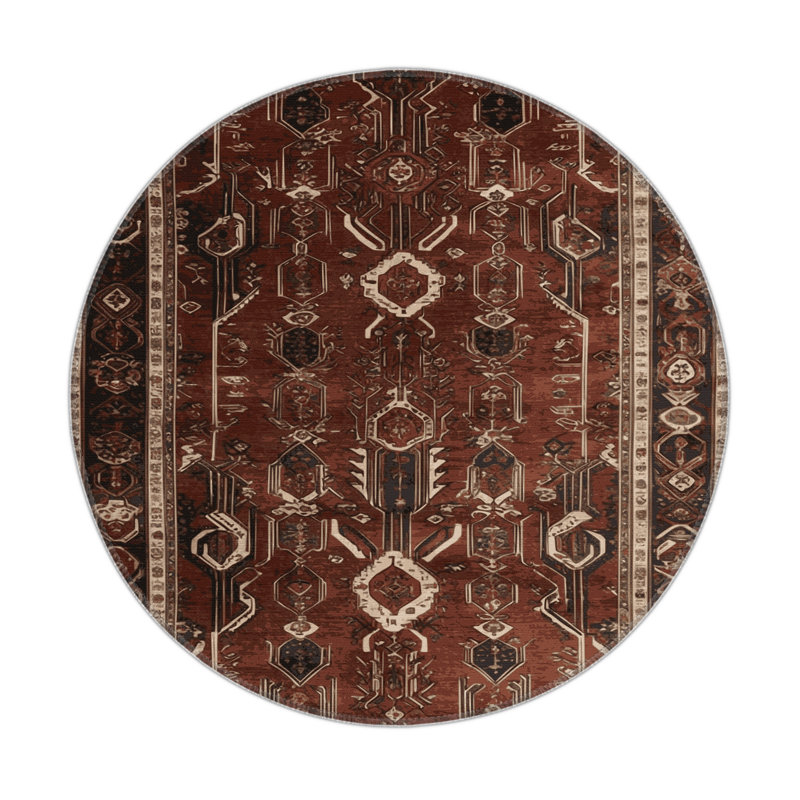 Tapis d'intérieur et d'extérieur noir Persian, Rond 5 pi