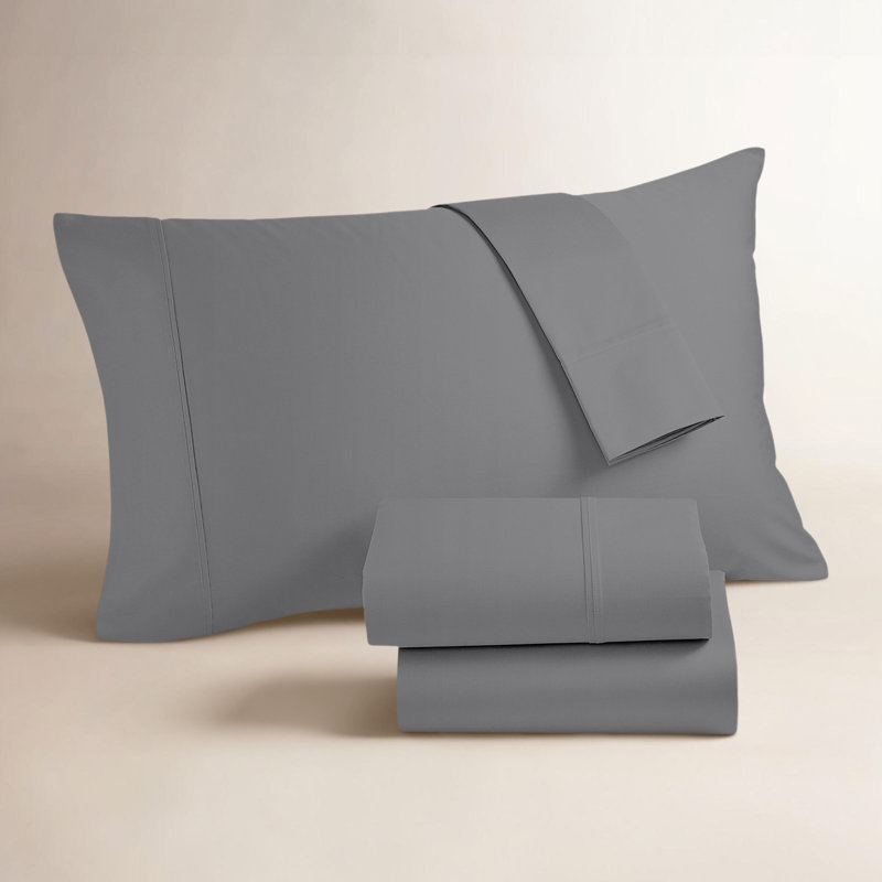 Ultimate Percale 100% Cotton Cool & Crisp Sheet Set, King Sheet Set with 2 Pillowcases, Dark Gray