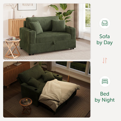 Pull Out Sofa Bed with Chaise Lounge