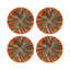 Sous-verres ronds en cuir végétal orange plumes de faisan-119015370