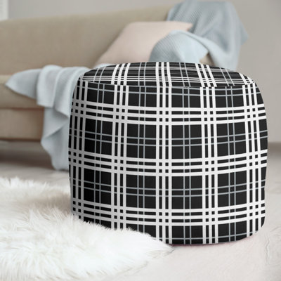 Pouf rond en tissu écossais 20,5 "Oakland