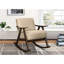 Chaise berçante pour le salon principal - tissu texturé brun, bois massif, finition noyer foncé, revêtement de maison moderne de 33,5 po de hauteur, rembourrage en mousse, largeur de siège de 22 po, poids de 34,5 lb-1452439751