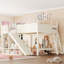 Lit mezzanine avec tablettes de rangement et petite armoire, lit mezzanine en bois avec glissière amovible et échelles