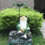Statue de jardin grenouille sur pierre avec lotus