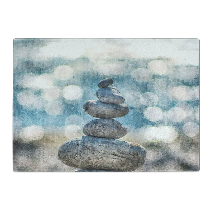 Tempered Glass Stacked Zen Stones Chopping Board, 28.5 cm x 39 cm