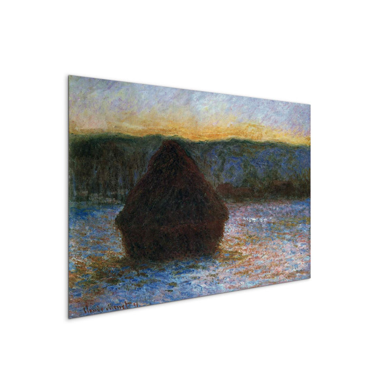 Haylofts thaw, sunset by Monet Claude 53×80 cm MetalArt Materic Aluminum Satin Effect, Frameless Panel, Lightweight Ready to Hang