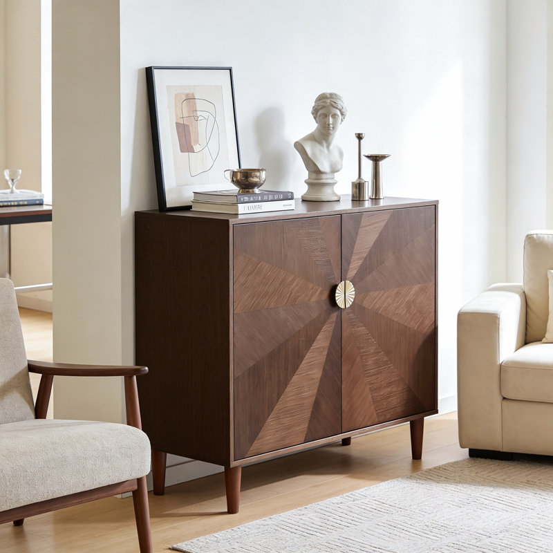 Buffetcabinet With Storage,39.4"large Kitchen Sideboard Cabinet With 2 Doors And Shelves,mid-century Wood Coffee Bar For Dining Room,walnut