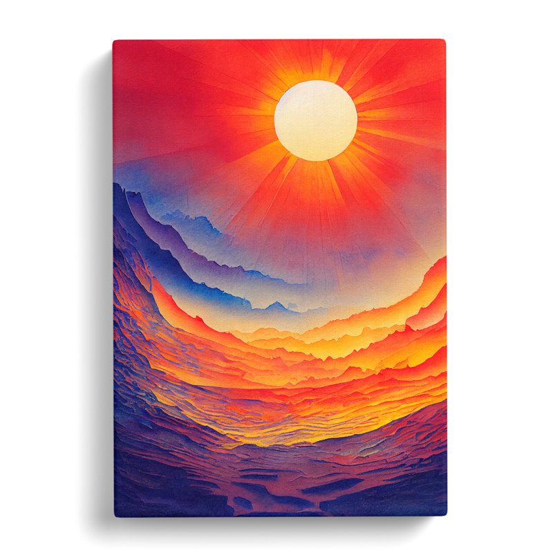 CAN-V0523-2790X Watercolour Sun Vol.1 - Wrapped Canvas Print, 50cm H x 35cm W
