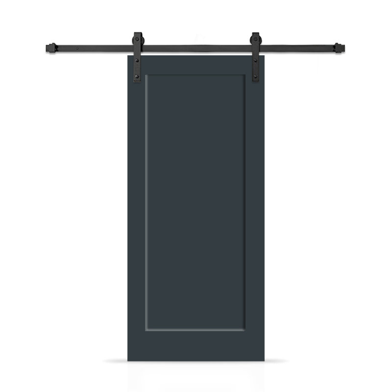 Porte de grange coulissante moderne en composite 1 panneau avec ensemble de quincaillerie, Gris anthracite, 42 po x 96 po