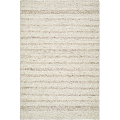 Alice Striped Hand Tufted Wool Area Rug in Brown