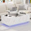 Table basse à plateau relevable avec tiroir coulissant et rangement caché, lumières DEL de 16 couleurs, charge sans fil et haut-parleur intégré-834033703