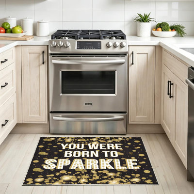 Tapis doré lavable à la machine, «You are Born To Sparkle»