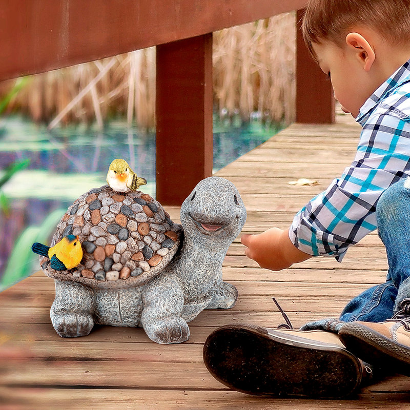 Pebbles the Turtle Garden Statue with Faux Stone Shell