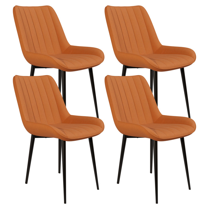 Dining Chairs Set Of 4, Modern High Back Suede Faux Leather Upholstered Dining Room Chairs With Thick Cushions, Wide Padded Seat, Metal Legs For Kitchen, Living Room, Brown