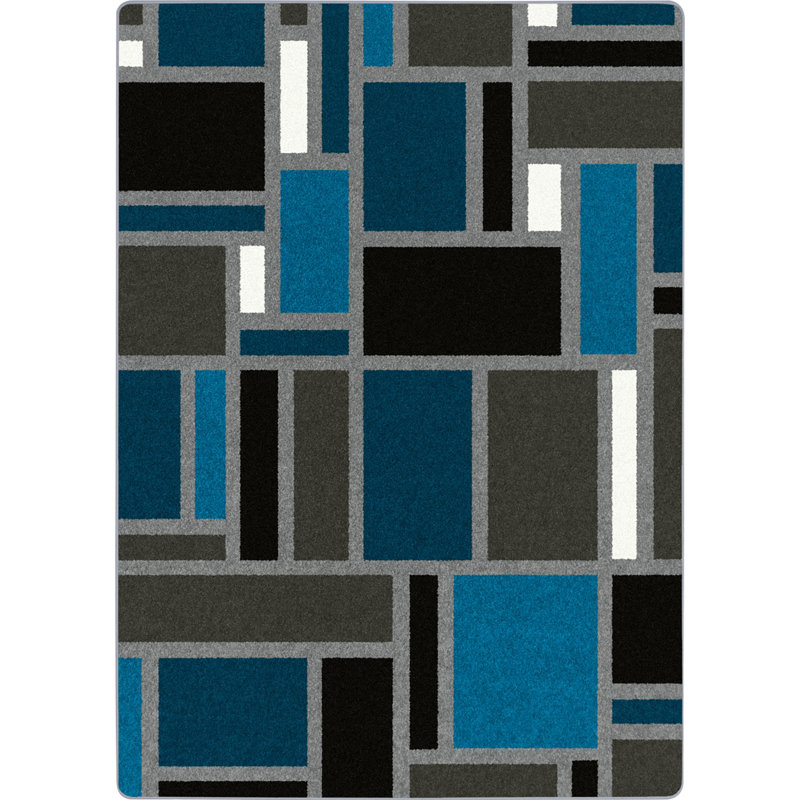 Tapis bleu / noir / gris Matilda, Rectangle 3 pi 10 po x 5 pi 4 po