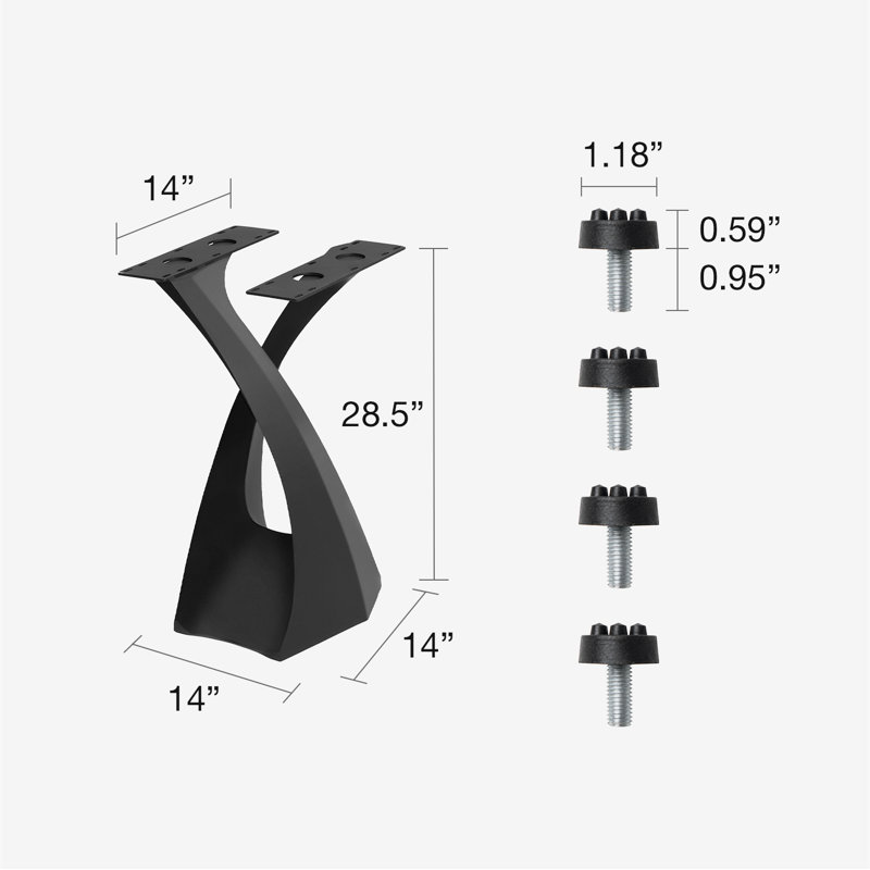 Tulipe Metal Dining Table Base, 28"H x 14"L x 14"W