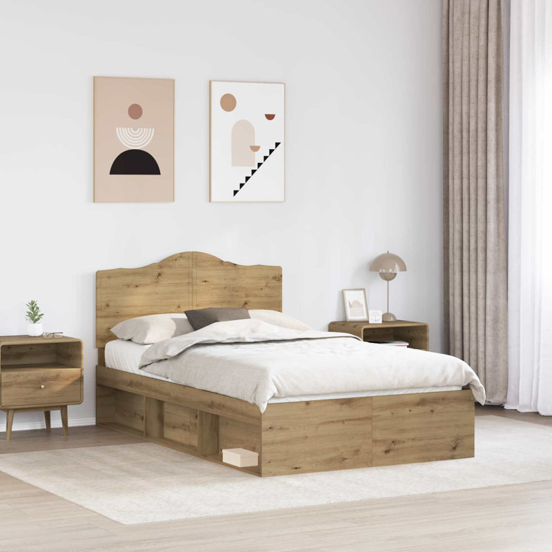 Solid Wood Bed, Small Double (4'), Artisian Oak
