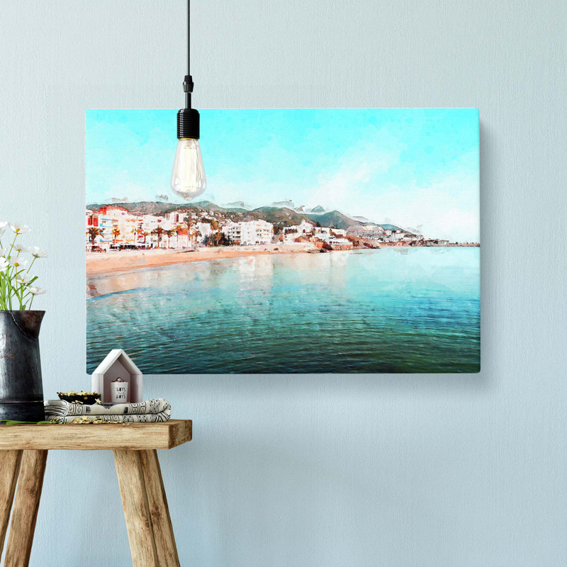 Shoreline Of Sitges In Spain In Abstract - Wrapped Canvas Print, 50cm H x 76cm W x 3cm D