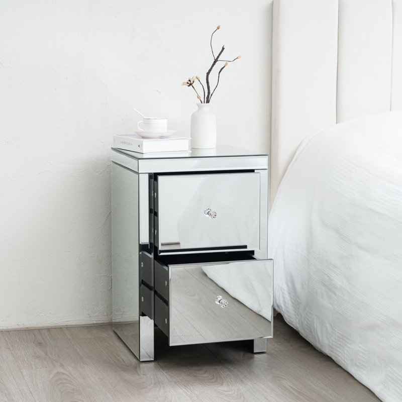 Achsa 40cm W Glass Bedside Table