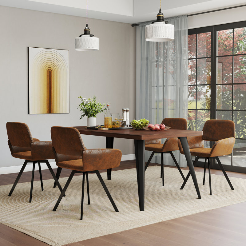 Corso Adelene Elegant 5-Piece Dining Table Set for 4,  Modern Rectangular Dining Table with 4 Swivel Upholstered Chairs for Dining Room