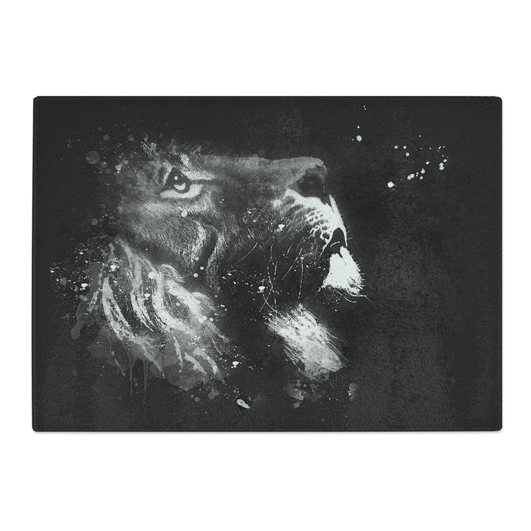 Tempered Glass Majestic Lion Illustration Chopping Board
