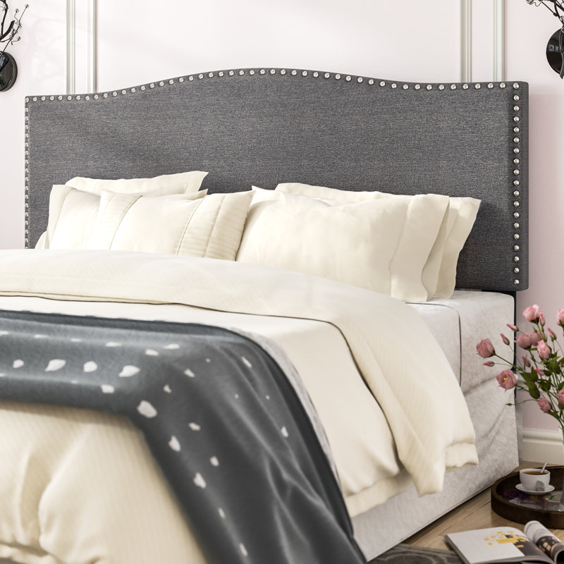 Vyron Upholstered Headboard, Full/Queen, Stone Polyester