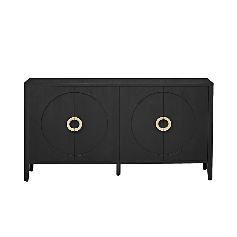 Buffet avec armoire de rangement, Noir