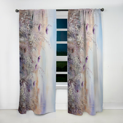 Minimal Purple Herbs Country Charm - Rideau floral obscurcissant avec fleurs - 1 panneau